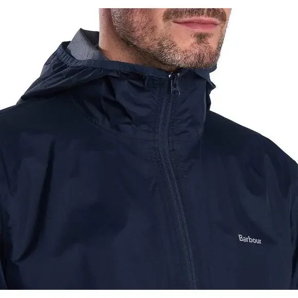 Barbour Grizedale Waterproof Hooded Rain Jacket Mens Large Navy Outdoors Hiking - Picture 3 of 12
